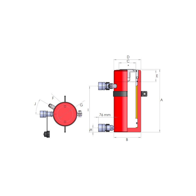 Vérin hydraulique à piston creux double effet HHR - Manut Access
